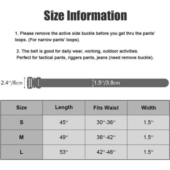 Men's Tactical Belt, 2 Pack 1.5 Inch Military Tactical Belts for Men, Web Belt - Picture 3 of 7